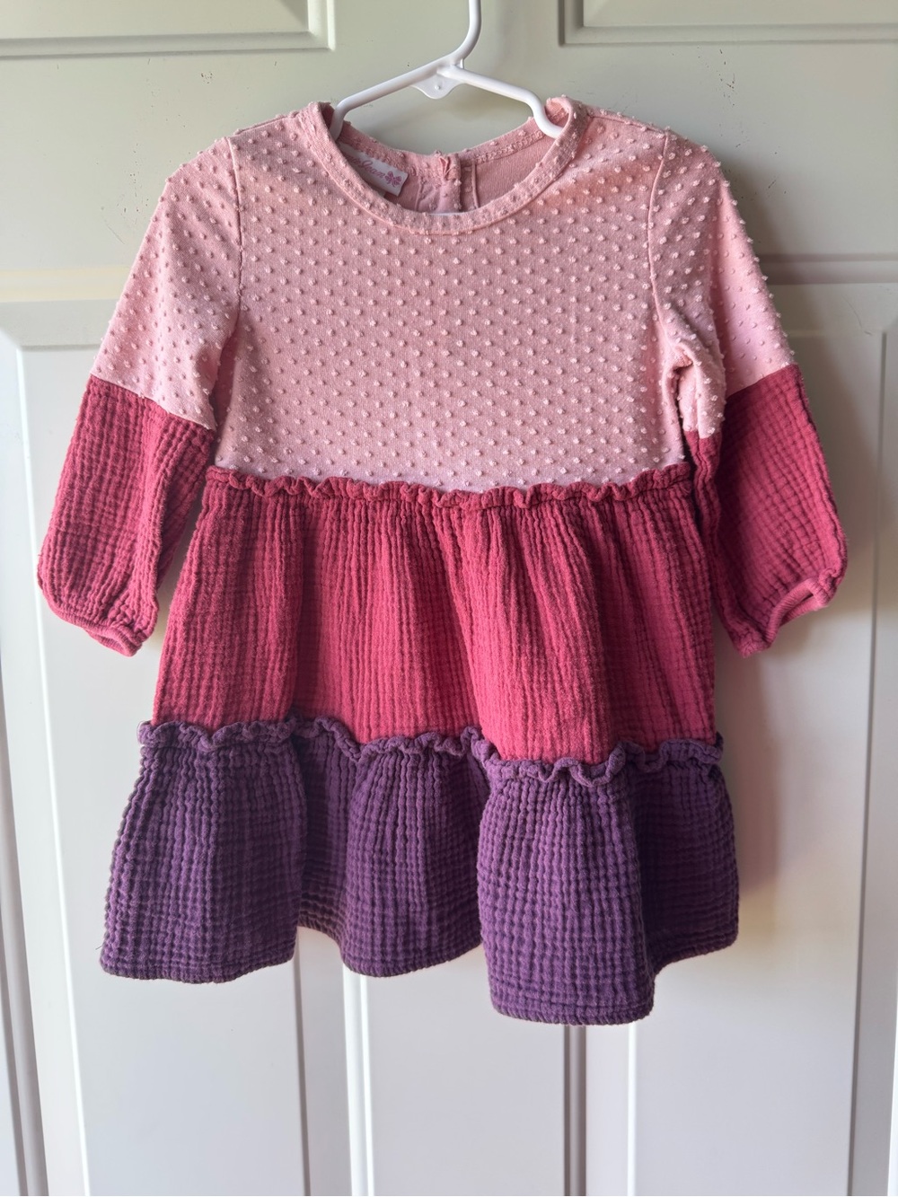 Bonnie Jean Pink and Rose Textured Dot Dress